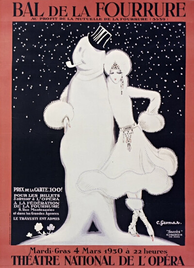 法国插画艺术家Charles Gesmar的插画作品以装饰艺术风格为主，线条流畅，色彩鲜艳，描绘优雅自信的时尚女郎。他擅长细腻的细节处理，动态的构图和舞台化的视觉效果，展现出20世纪20年代的摩登与奢华。Charles Gesmar…