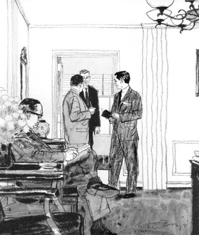 美国插画艺术家 Austin Briggs (1908 – 1973) 的插画风格以线条清晰、轮廓分明、构图简洁而著称。他的作品通常使用黑色或深灰色的粗线描绘人物、物体和场景，同时强调光影的对比，创造出强烈的视觉效果。他的画面构…