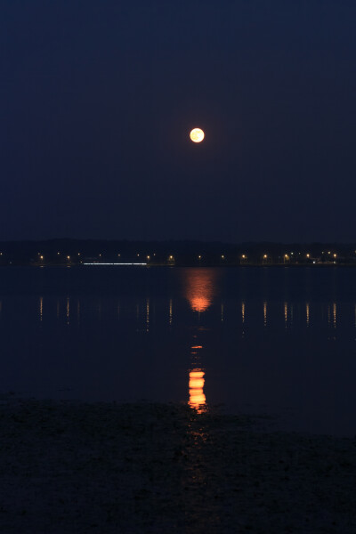 月出松雅湖
湖荇浣波萦岸静，月华灼宇浸灯明。
乙巳年八月十六日酉时