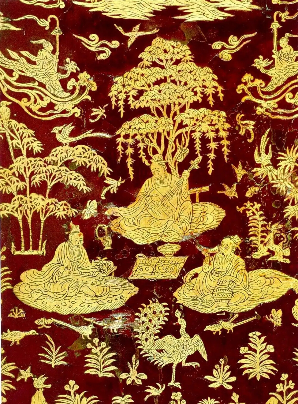 唐代金银平纹琴