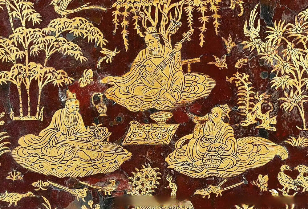 唐代金银平纹琴