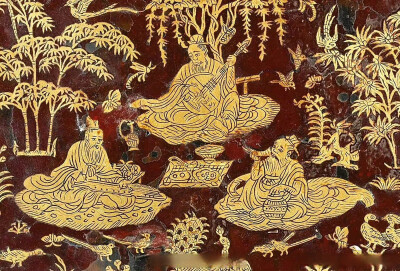 唐代金银平纹琴