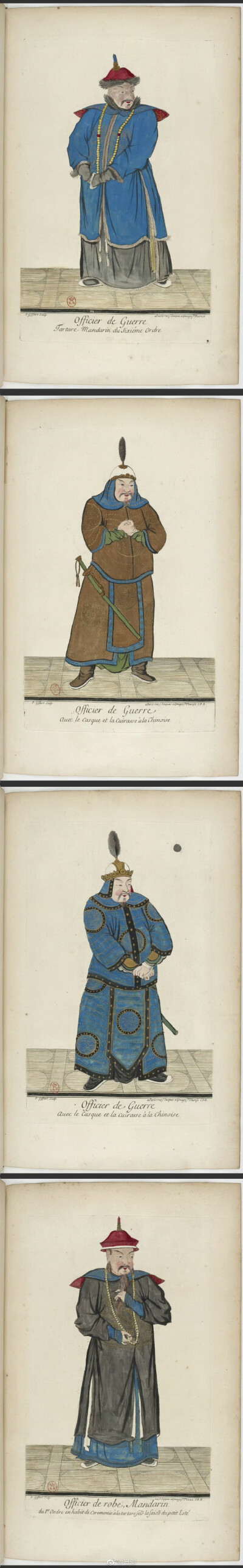 康熙三十六年（1697年）皮埃尔·吉法尔印制并在法国巴黎出版的《清国人物服饰图册》