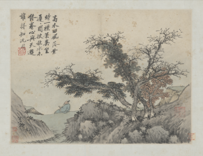 明代 沈周《卧游图册－秋山读书》
故宫博物院藏