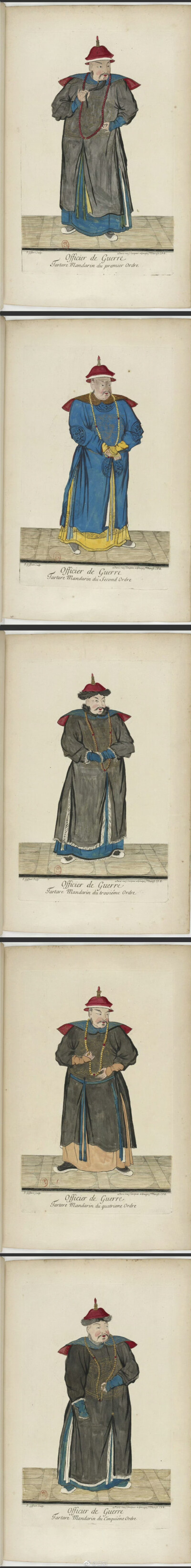 康熙三十六年（1697年）皮埃尔·吉法尔印制并在法国巴黎出版的《清国人物服饰图册》