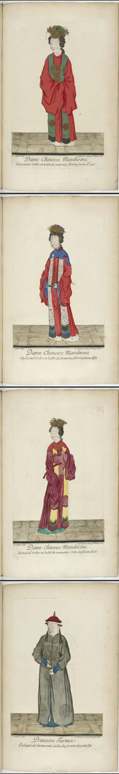 康熙三十六年（1697年）皮埃尔·吉法尔印制并在法国巴黎出版的《清国人物服饰图册》