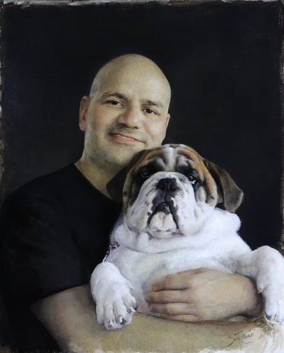 塞萨尔·桑托斯是一位古巴裔美国画家，他将古典与现代融合为一体的当代具象写实大师，其自创风格“Syncretism”（意为“融合”）堪称其艺术核心。