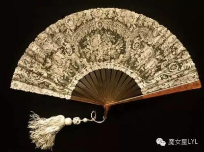 Belgian lace fan, 1880