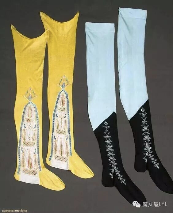 Two Pair Embroidered Stockings, C. 1900