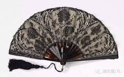 Fan Mor Weisz  (Austrian) Date: 1895–1910 tortoiseshell, silk, cotton, paper Dimensions: 9 3/4 in. (24.8 cm) Brooklyn Museum Costume Collection at The Metropolitan Museum of Art