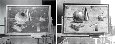 罗伯特·卡明（Robert Cumming）
《学院里的阴影渐层习作》
（Academic Shading Exercise）
1974年，照片及负片相纸，每张约19.5cm×24.4cm
艺术家自藏
