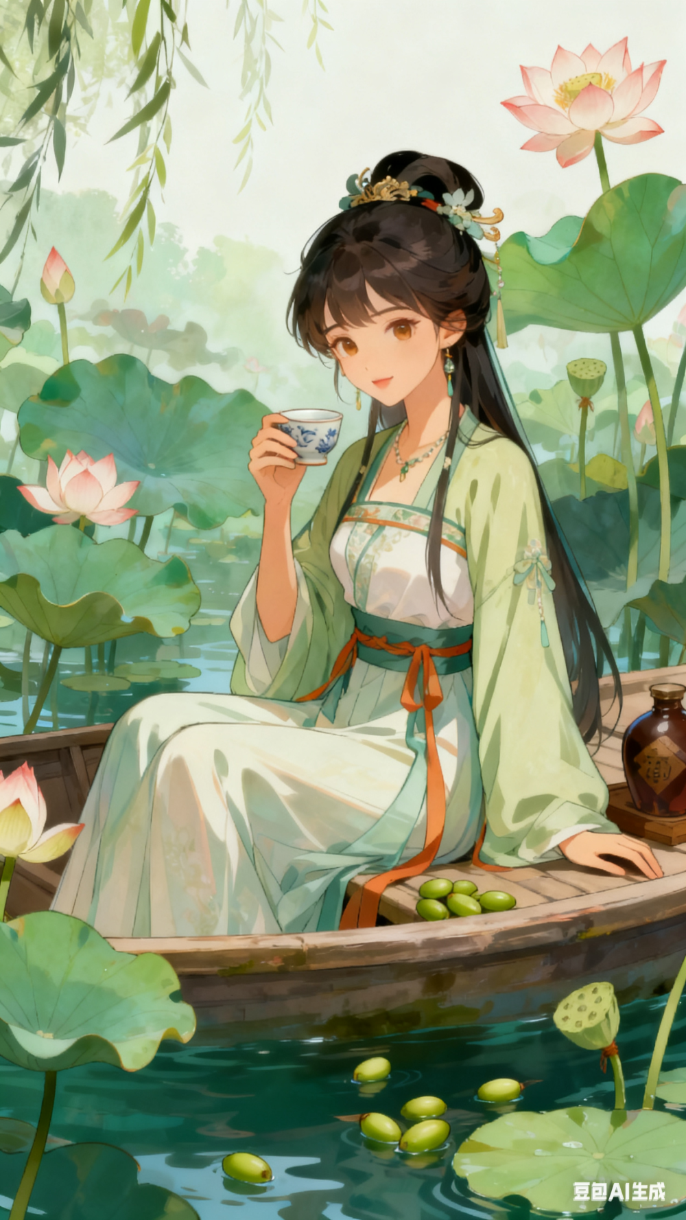 买莲莫破券，买酒莫解金。
酒里春容抱离恨，水中莲子怀芳心。
吴宫女儿腰似束，家在钱唐小江曲。
一自檀郎逐便风，门前春水年年绿。