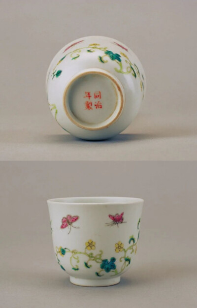 ▲ 清同治 粉彩花蝶盅 故宫博物院藏