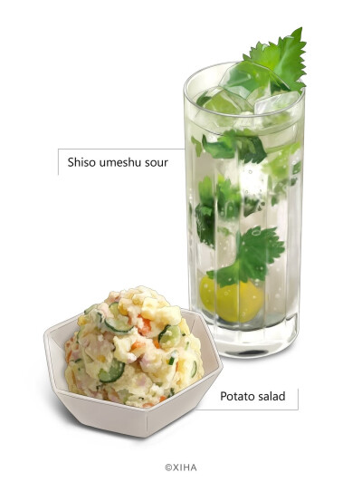 美食插画，治愈
ins：XIHA
