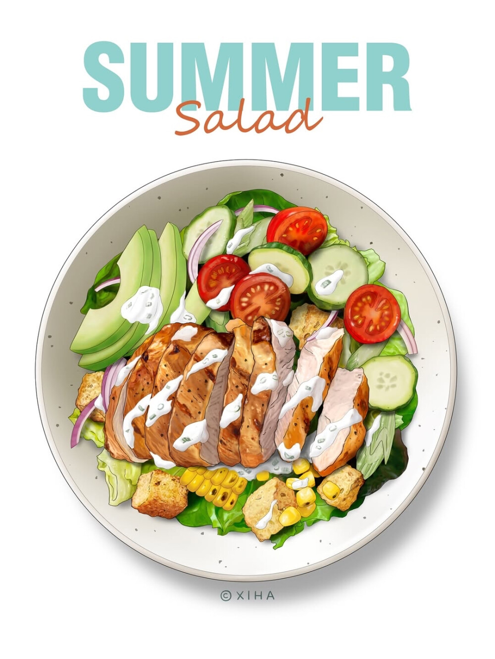 美食插画，治愈
ins：XIHA
