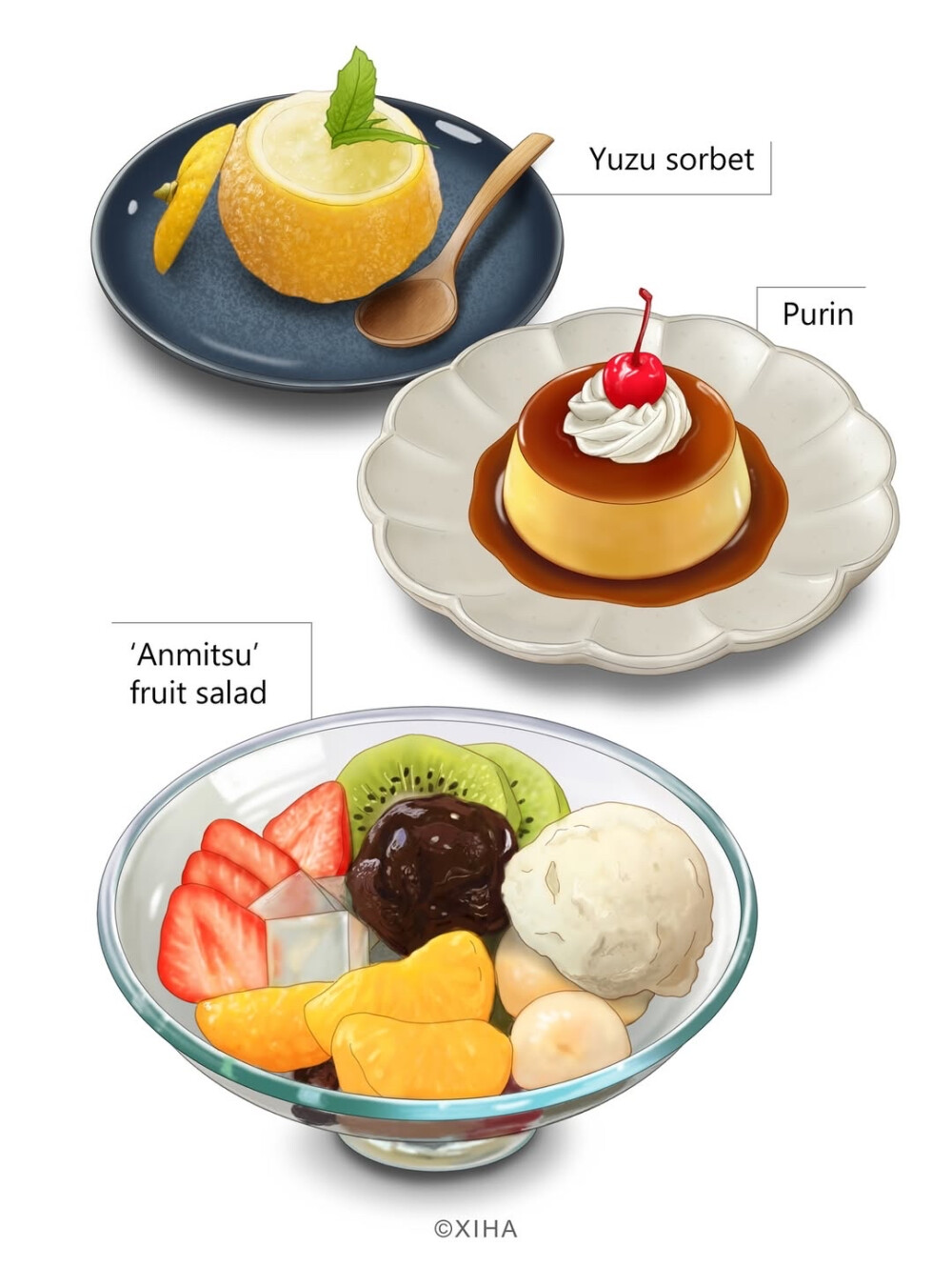 美食插画，治愈
ins：XIHA
