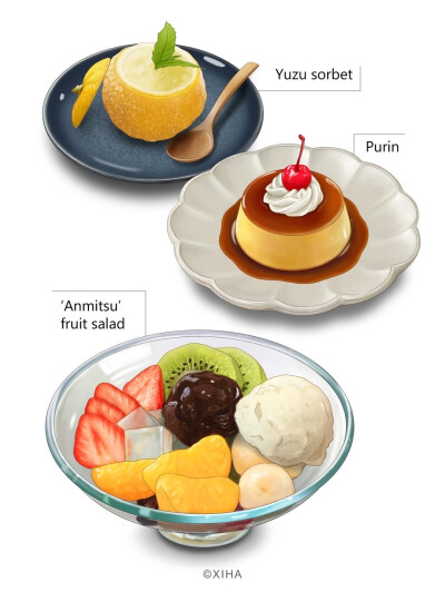 美食插画，治愈
ins：XIHA
