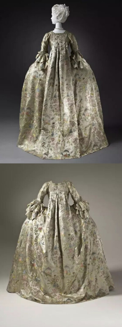 产地：荷兰阿姆斯特丹，1740-1760面料：丝绸和金属线补充纬纱浮雕图案