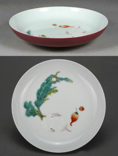 清雍正 胭脂紫釉粉彩莱菔纹小盘
观复博物馆 藏
