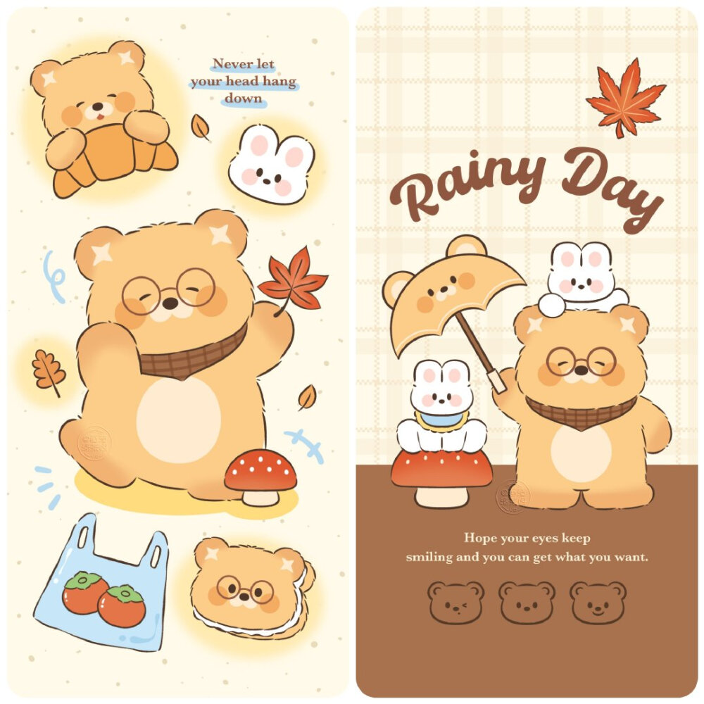 秋冬棕黄色系可爱毛绒小熊