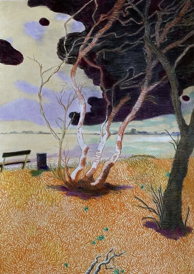 
他的艺术创作非常专注，其作品以独特的简约气质，在北欧现代主义绘画中占据独特地位。他的创作方法来源于对自然景观的深刻观察与内心转化。他常常描绘海景、天空、土地等自然主题，但摒弃了繁琐的细节。他的画布上…