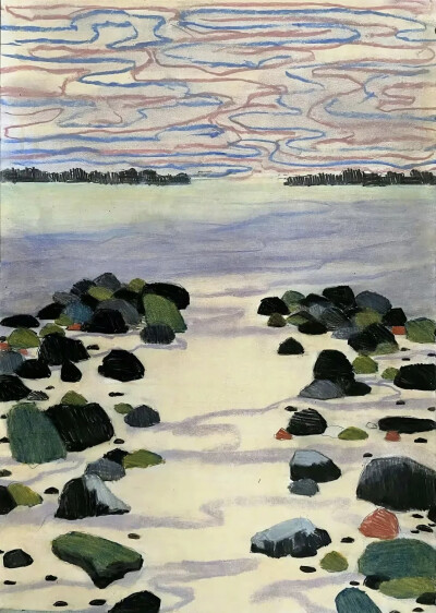 
他的艺术创作非常专注，其作品以独特的简约气质，在北欧现代主义绘画中占据独特地位。他的创作方法来源于对自然景观的深刻观察与内心转化。他常常描绘海景、天空、土地等自然主题，但摒弃了繁琐的细节。他的画布上…