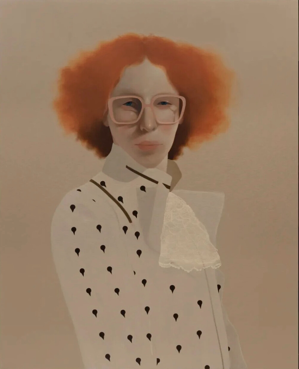 莎拉·鲍尔（Sarah Ball）英国当代艺术家，她的作品专注于肖像题材，通过对匿名者或历史档案中人物的细腻刻画，探讨身份、差异与公众窥视欲的复杂关系，为具象绘画的当代样态注入了冷静而独特的思考。