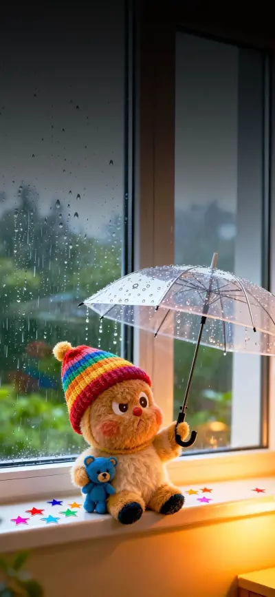 下雨天星星人为你撑伞