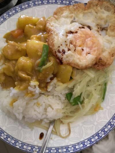 今天的中饭，她因为咖喱鸡肉土豆，才吃了许多饭2025/11/19