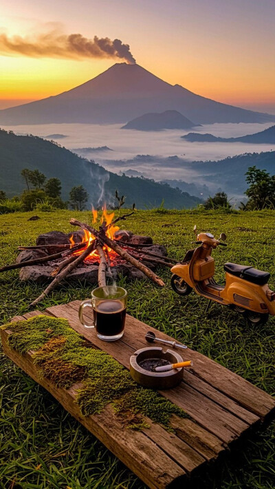 山野间的晨光与烟火 