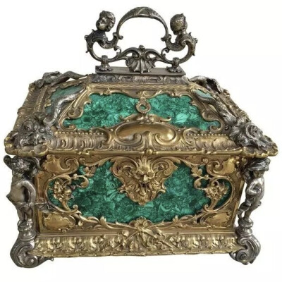 19世纪法国孔雀石珠宝盒