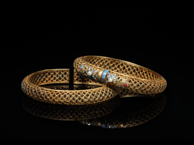 清 银镀金累丝手镯故宫博物院藏