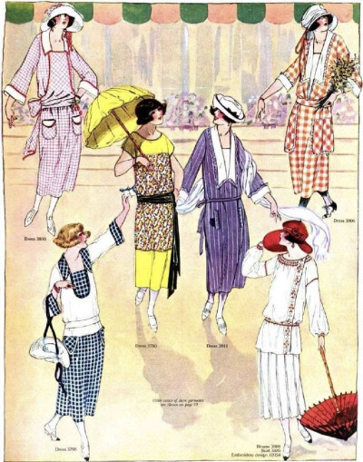 这些来自于1922年的《The Delineator》杂志女士夏装插图，不仅是时尚的记录，更是爵士时代初露的华章。这些插画生动捕捉了战后女性解放的脉搏：腰线慵懒下坠，裙摆大胆缩短至脚踝之上，流露出前所未有的轻松与自由。…