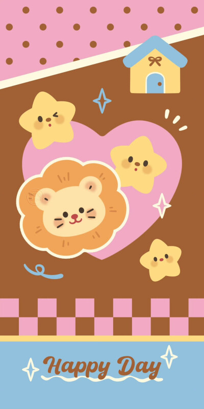 秋冬粉棕色系星星狮子