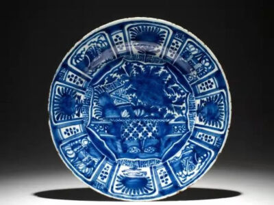 18世纪代尔夫特蓝陶盘 克拉克风格