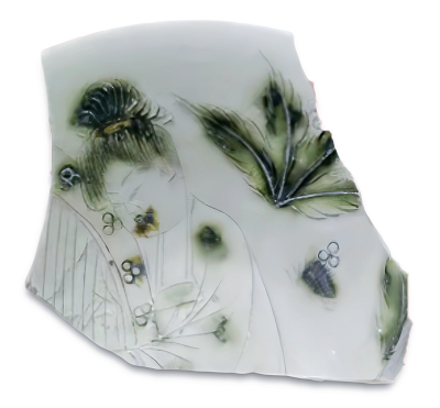 唐代 锥画褐绿彩仕女奏乐盏残件武汉基建工地采集