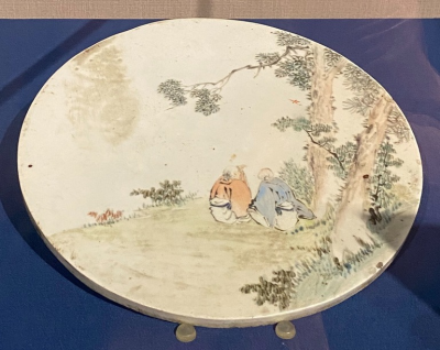 民国 景德镇窑浅绛彩山水人物纹瓷板福建博物院藏