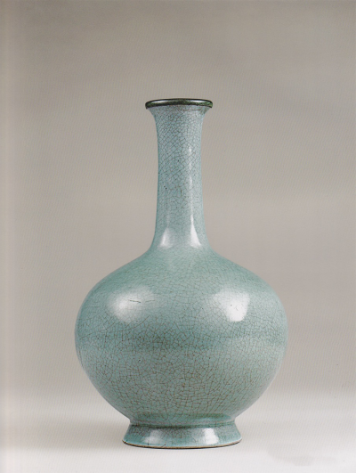 北宋 汝窑天青釉镶铜口长颈瓶大维德爵士旧藏