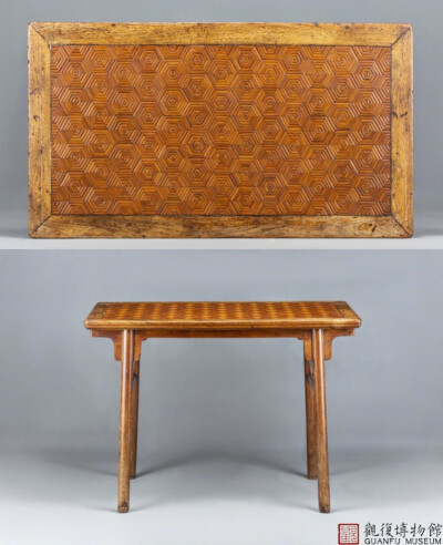 明晚期 黄花梨嵌竹六方锦地拼面酒桌观复博物馆 藏