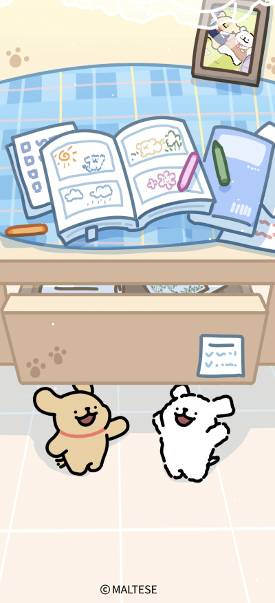 线条小狗锁屏壁纸