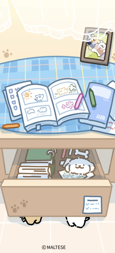 线条小狗锁屏壁纸