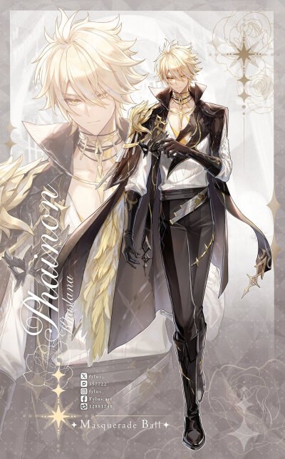 
【HoYoLAB崩铁3.7活动「面具舞会」插画】
「黄金游乐园的最后几天，大家齐聚参加化妆舞会。在神秘面具与优雅服装下，他们度过了魔幻的夜晚。而这个夜晚，▉▉▉▉▉的登场，让整个大厅都屏息了……」
——————…