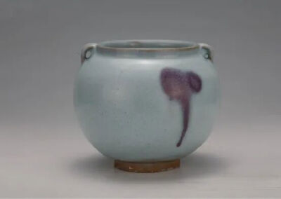 金代-元代 钧窑天青釉玫瑰紫斑双系罐观复博物馆藏