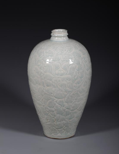 12世纪中期 ● 高丽青瓷镶嵌梅竹柳芦水禽纹梅瓶● 东京国立博物馆藏