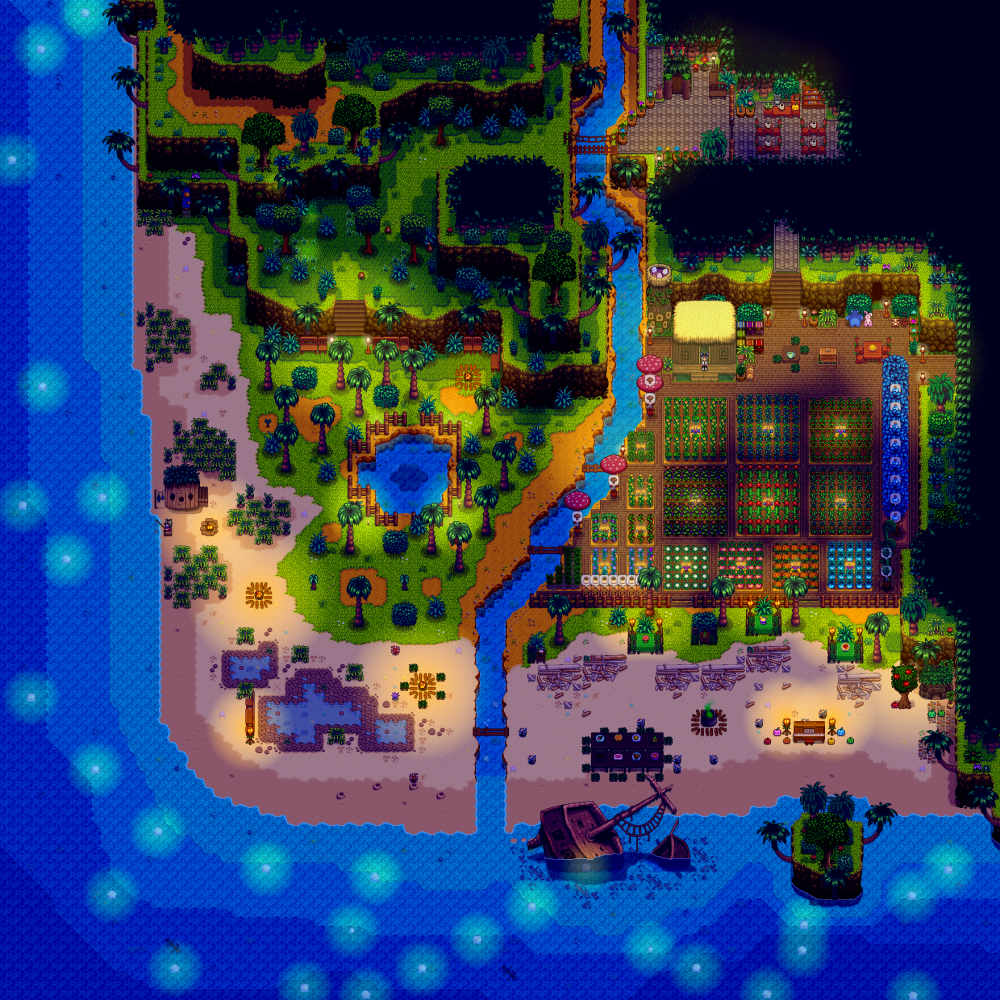 星露谷物语1.6姜岛农场布局+姜岛室内布局，是自己装修布局的哦