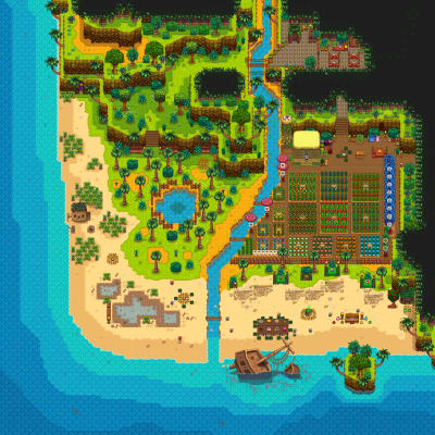 星露谷物语1.6姜岛农场布局+姜岛室内布局，是自己装修布局的哦