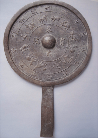 ▲ [清嘉庆] 十二生肖纹柄镜