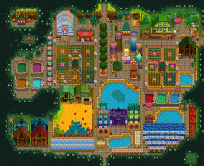 星露谷物语1.6森林农场布局，是自己装修布局的哦