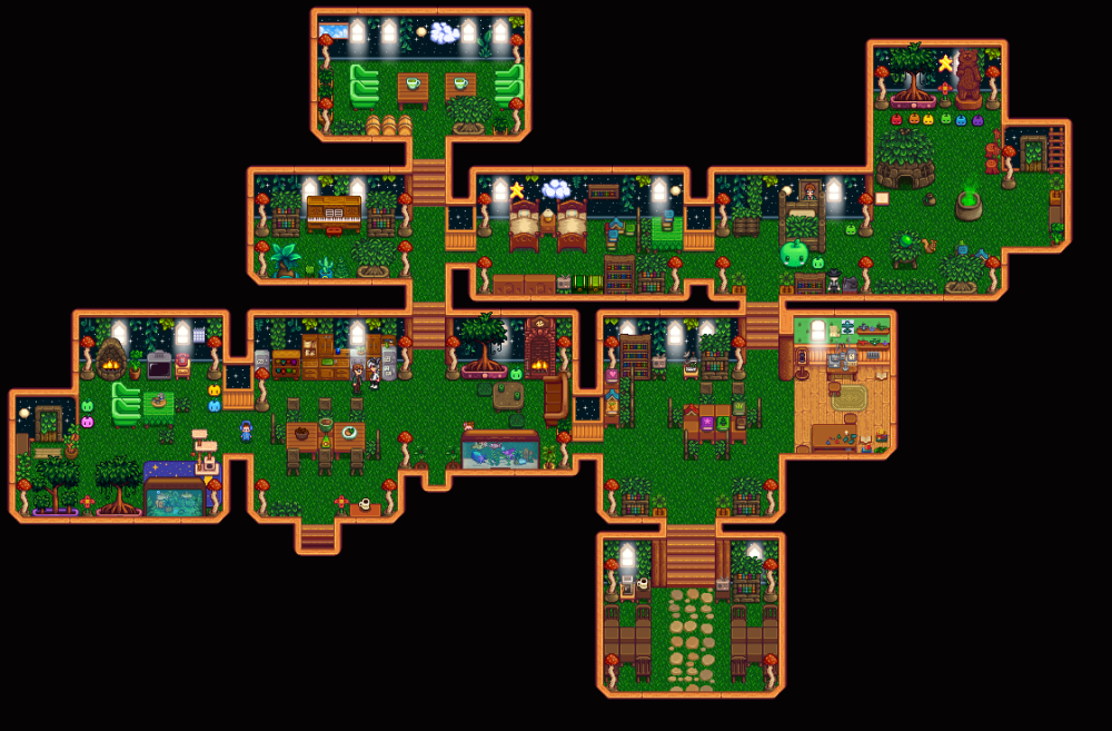 星露谷物语1.6农场室内布局+小屋室内布局，是自己装修布局的哦