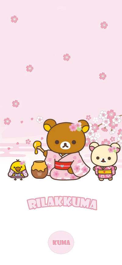 轻松熊樱花季手机壁纸